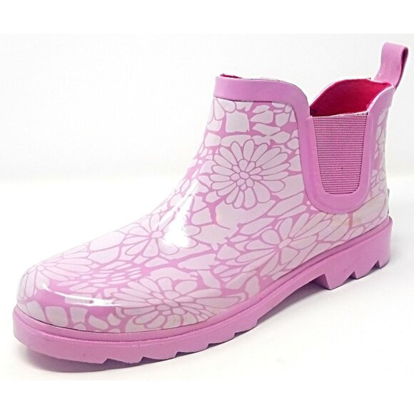 Women's Rain Boots, Rubber Ankle Rainboots, RB-3165, Pink - Picture 1 of 3